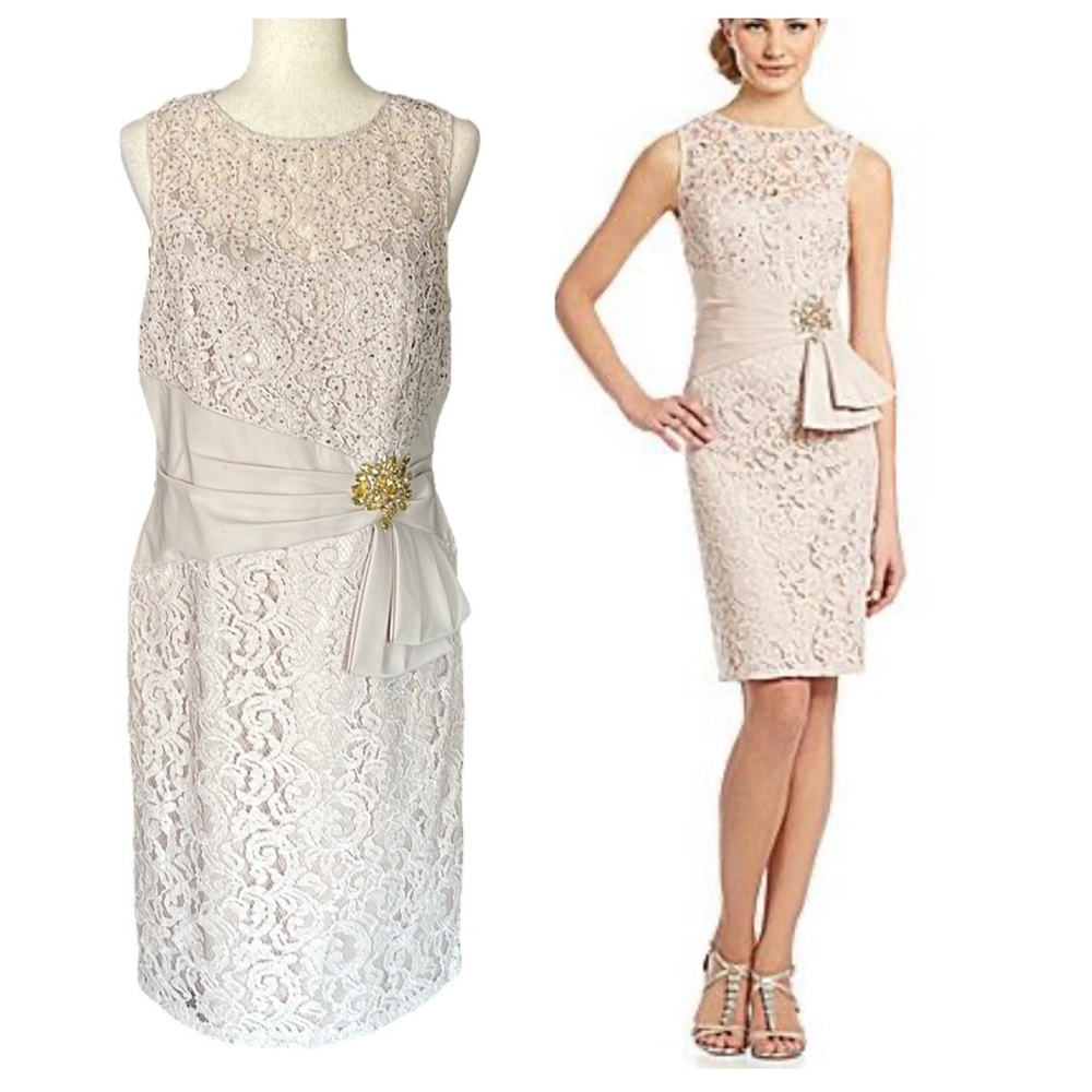 Eliza J Ivory/Cream Lace Cocktail Sleeveless Dress
